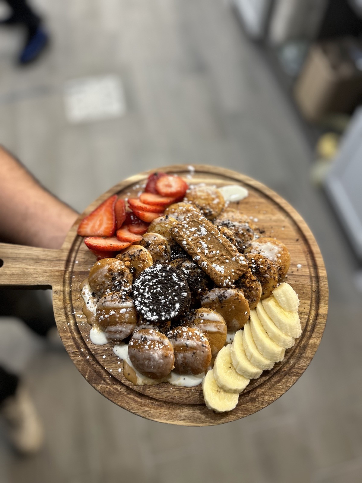 Mini pancake board with Oreo, Biscoff, strawberries and banana